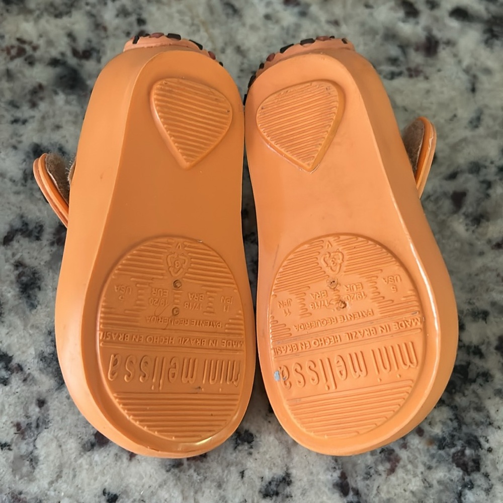 Mini Melissa Ultra Girl orange giraffe Mary Jane shoes‎ Size 5 - Picture 6 of 7